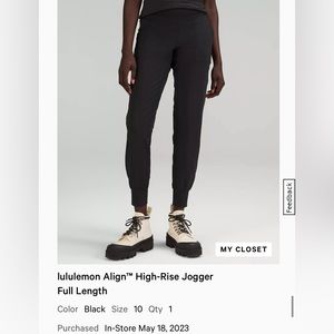 Lululemon align high rise jogger- size 10, full length